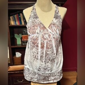 2010’s Vanity See-Though Graphic Racerback Tank Top Blouse Tunic Size Large